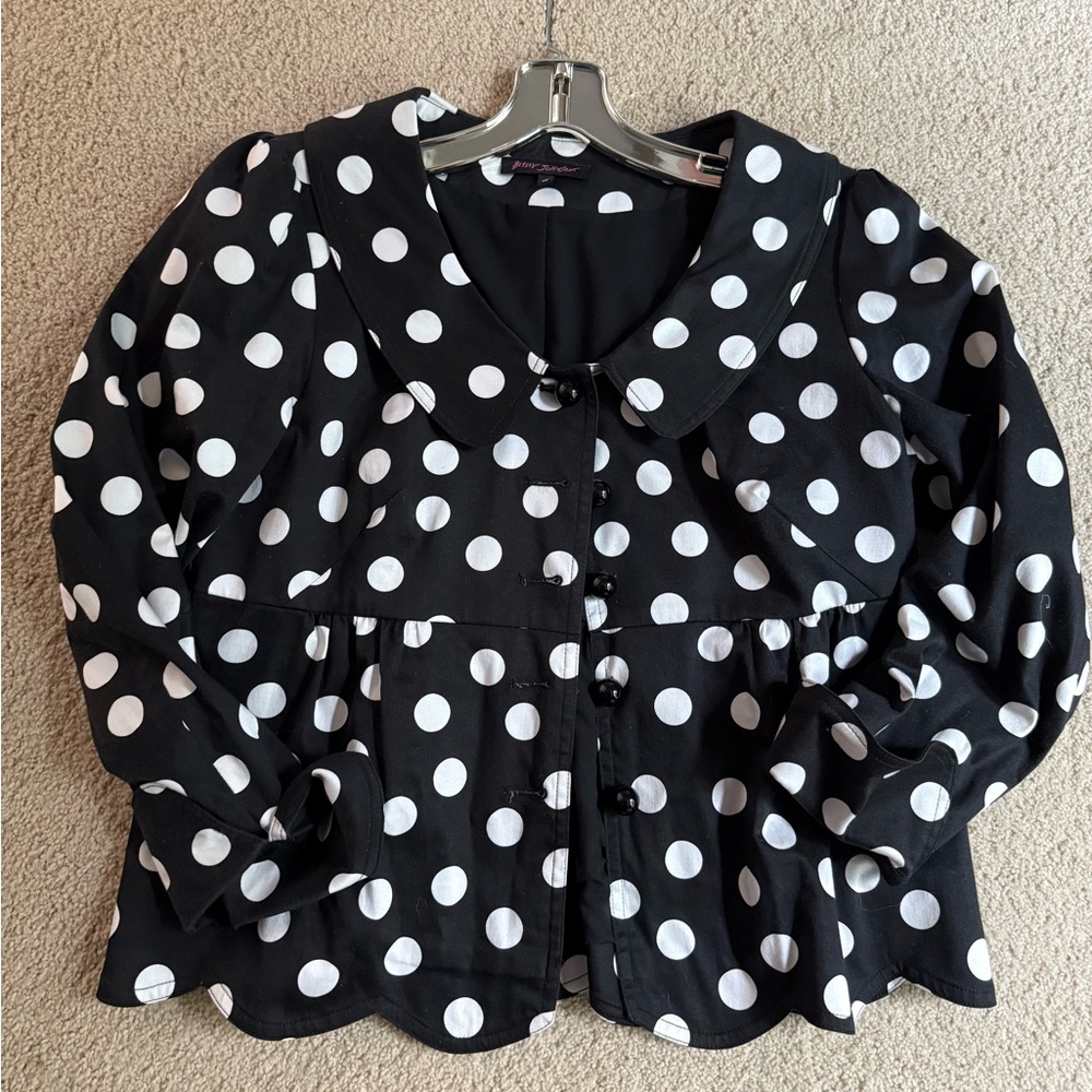 Betsey Johnson Black and White Polka Dot Jacket